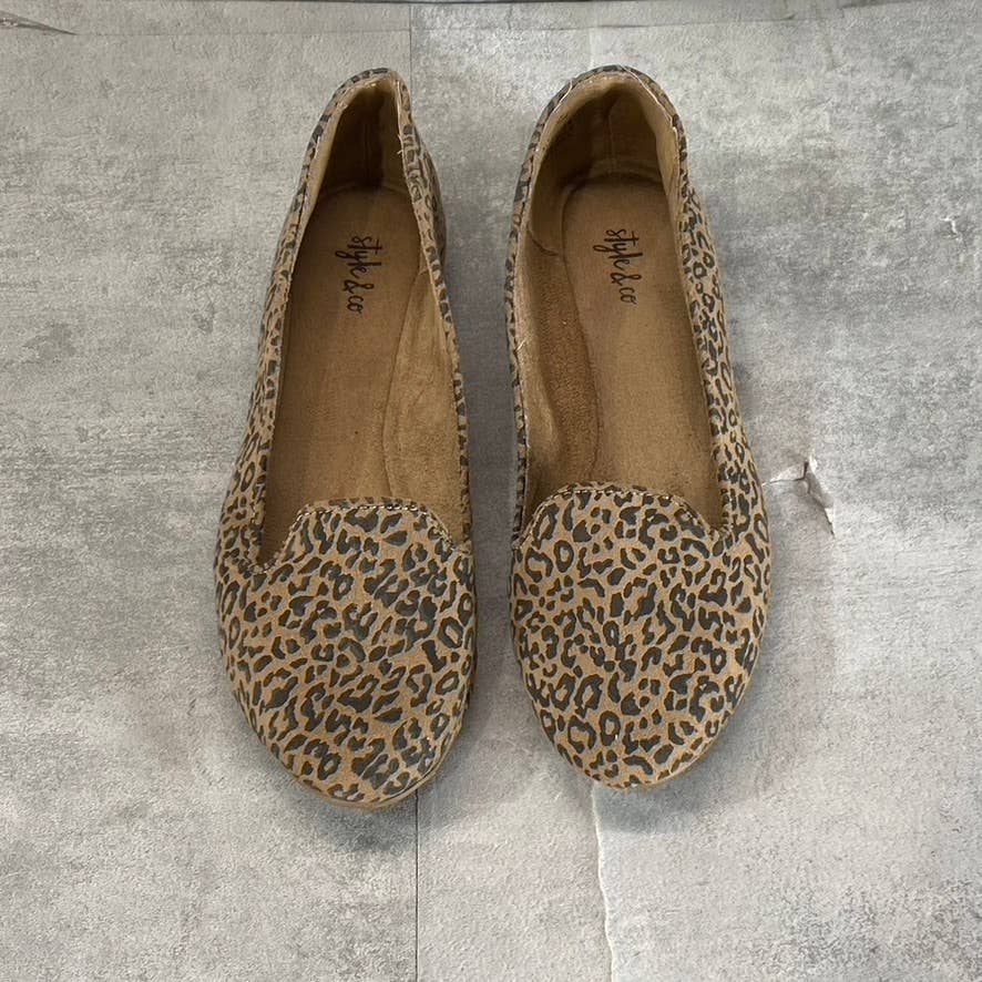 STYLE & CO Women's Mini Leopard Alysonn Round-Toe Slip-On Loafer Flats SZ 6.5
