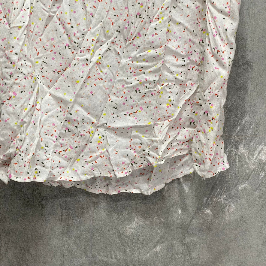 STYLE & CO White Confetti-Print Split-Neck Tassel Tank Top SZ 2XL
