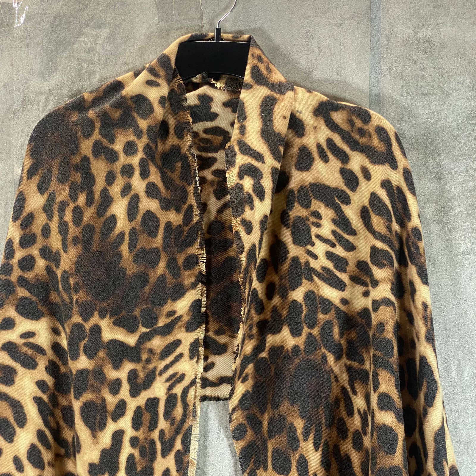 INC INTERNATIONAL CONCEPTS Women's Brown Leopard-Print Striped Wrap SZ OS