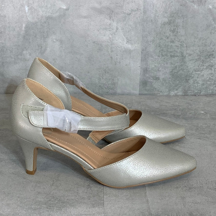 JOURNEE COLLECTION Silver Faux Leather Tillis Pointed-Toe Strap Pumps SZ 7.5