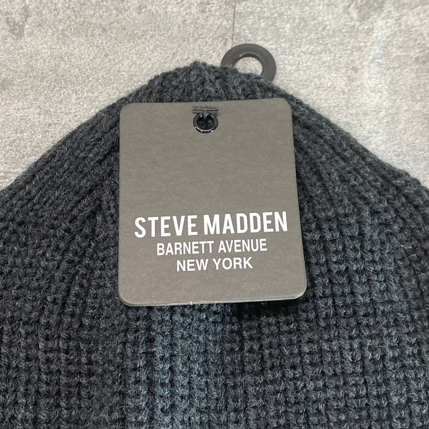 STEVE MADDEN Women's Charcoal Wide Cuff Ribbed Knit Beanie SZ OS