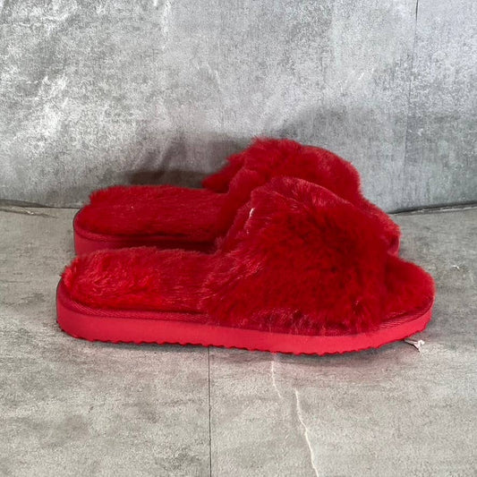 INC INTERNATIONAL CONCEPTS Women's Red Faux-Fur Yuri Slide Slippers SZ 7