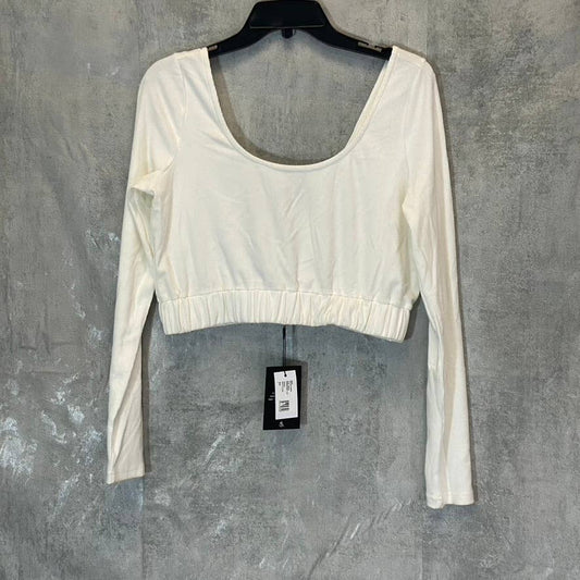 4TH & RECKLESS Women's White Plain Robyn Rib Scoopneck V-Back Knit Top SZ L