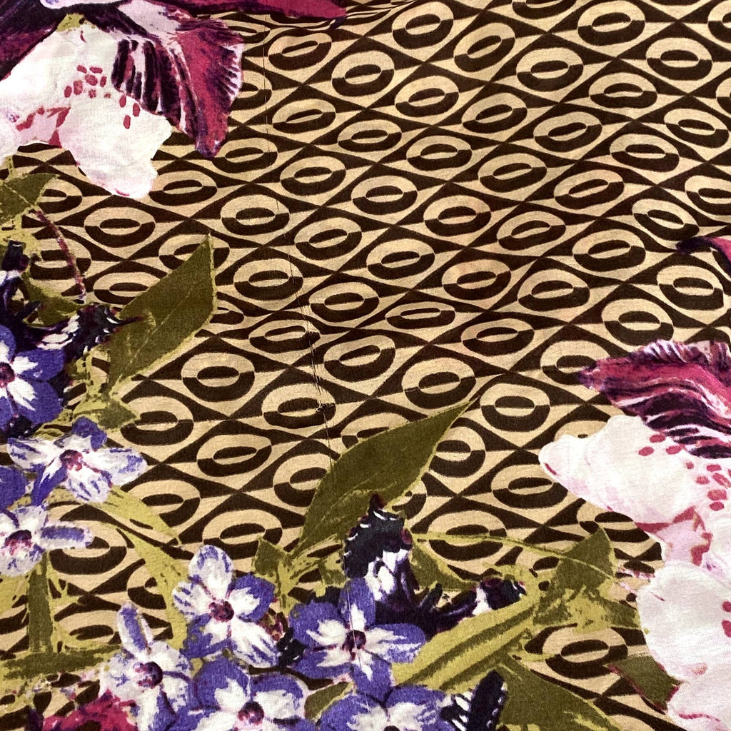 GIANI BERNINI Women's Brown Floral-Print Square Loop Scarf SZ OS