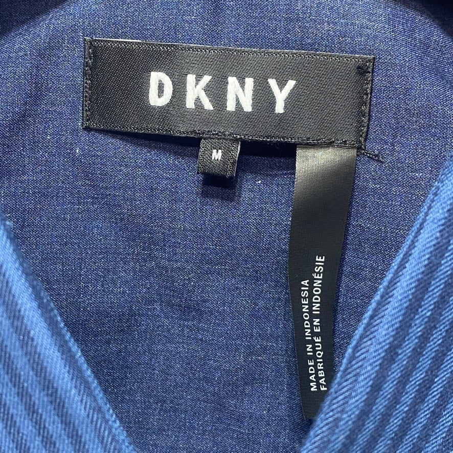 DKNY Blue Pinstripe Cotton Long Sleeve Dress Shirt SZ M