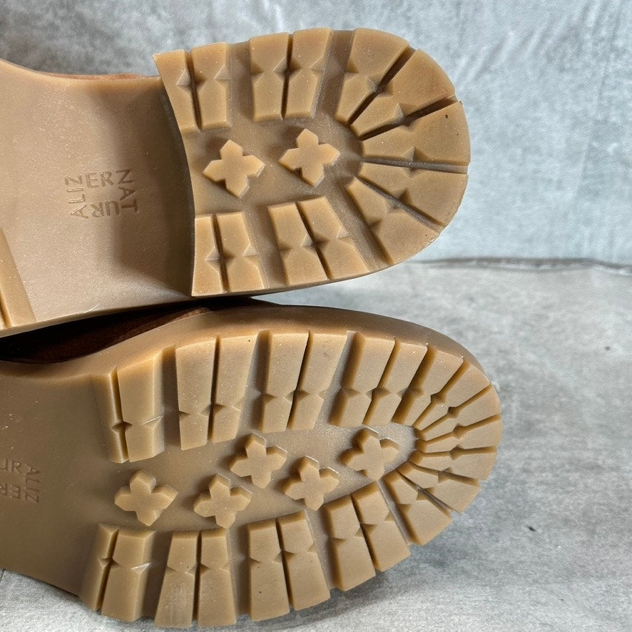 NATURALZIER Women's Tan Abbott Round-Toe Side-Zip Stacked Block-Heel Boots SZ 10