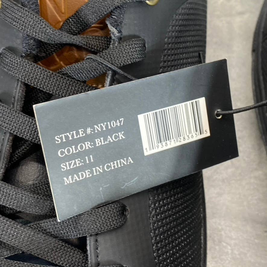 NEW YORK & COMPANY Men's Black Faux-Leather Cooper Low-Top Sneakers SZ 11