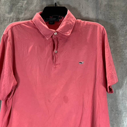 VINEYARD VINES Men's Red Classic Pima Pique Short-Sleeve Polo Shirt SZ M