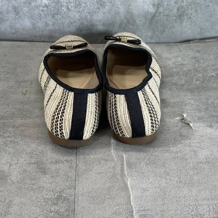 CHARTER CLUB Women's Natural/Black Stripe Kimii Deconstructed Slip-On Flats SZ 6