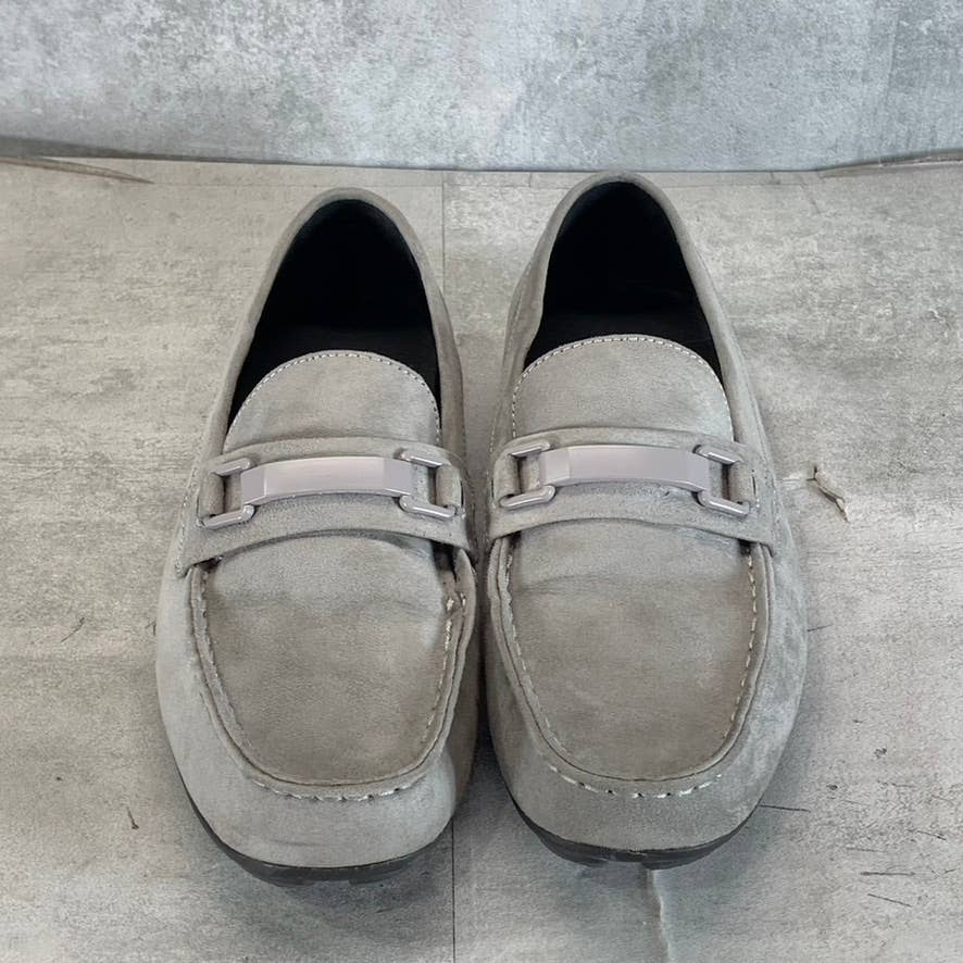ALFANI Men's Light Grey Egan Faux-Suede Slip-On Moc-Toe Driver Loafers SZ 9