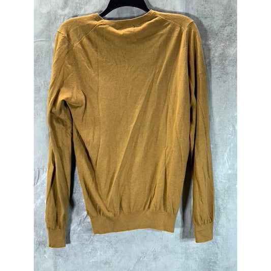 MASSIMO DUTTI Men's Tan Cotton Silk Crewneck Pullover Lightweight Sweater SZ M