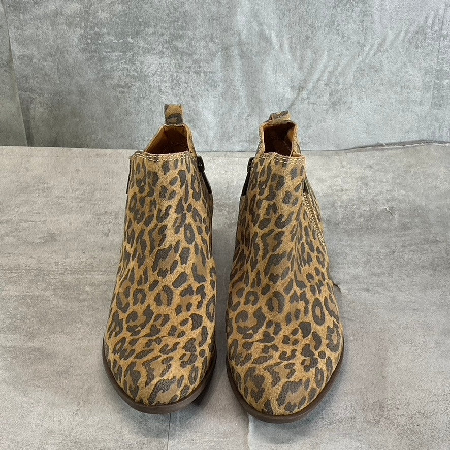 LUCKY BRAND Women's Natural Leopard Leather Basel Block-Heel Booties SZ 7