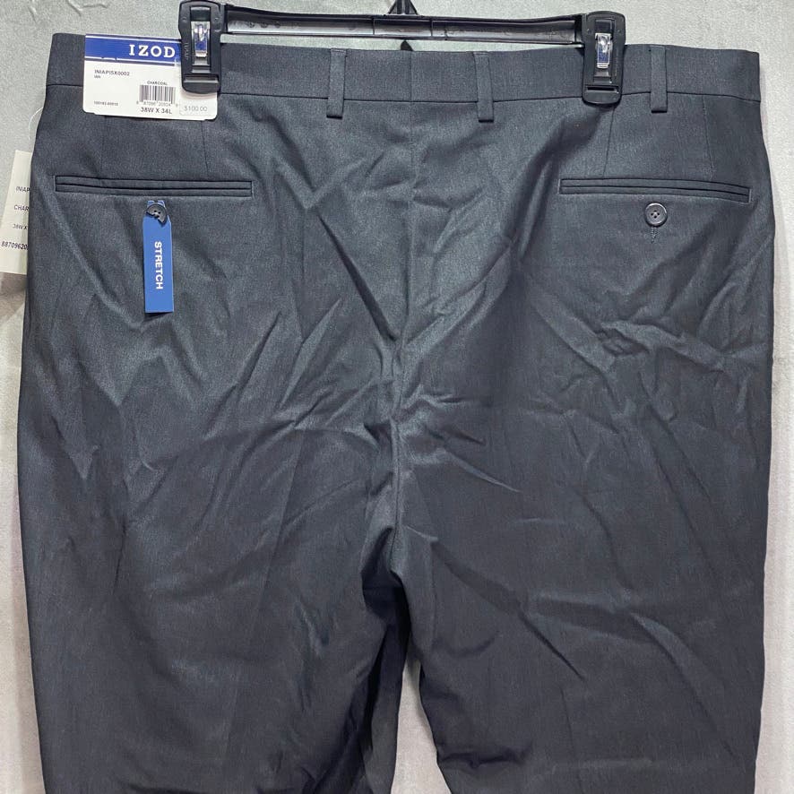 IZOD Solid Black Classic-Fit Flat Front Suit Pants SZ 38X34