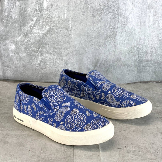 SUN + STONE Men's Navy Paisley Reins Slip-On Sneakers SZ 7./5