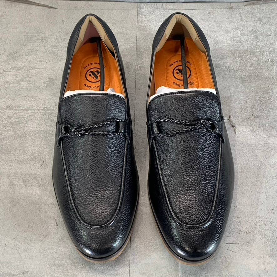 THOMAS & VINE Men's Black Leather Clayton Lace-Up Derby Shoes SZ 12