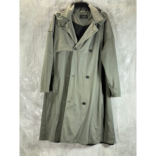 ZARA MAN Men's Khaki Double Breasted Water Repellent Hooded Trench Coat SZ M