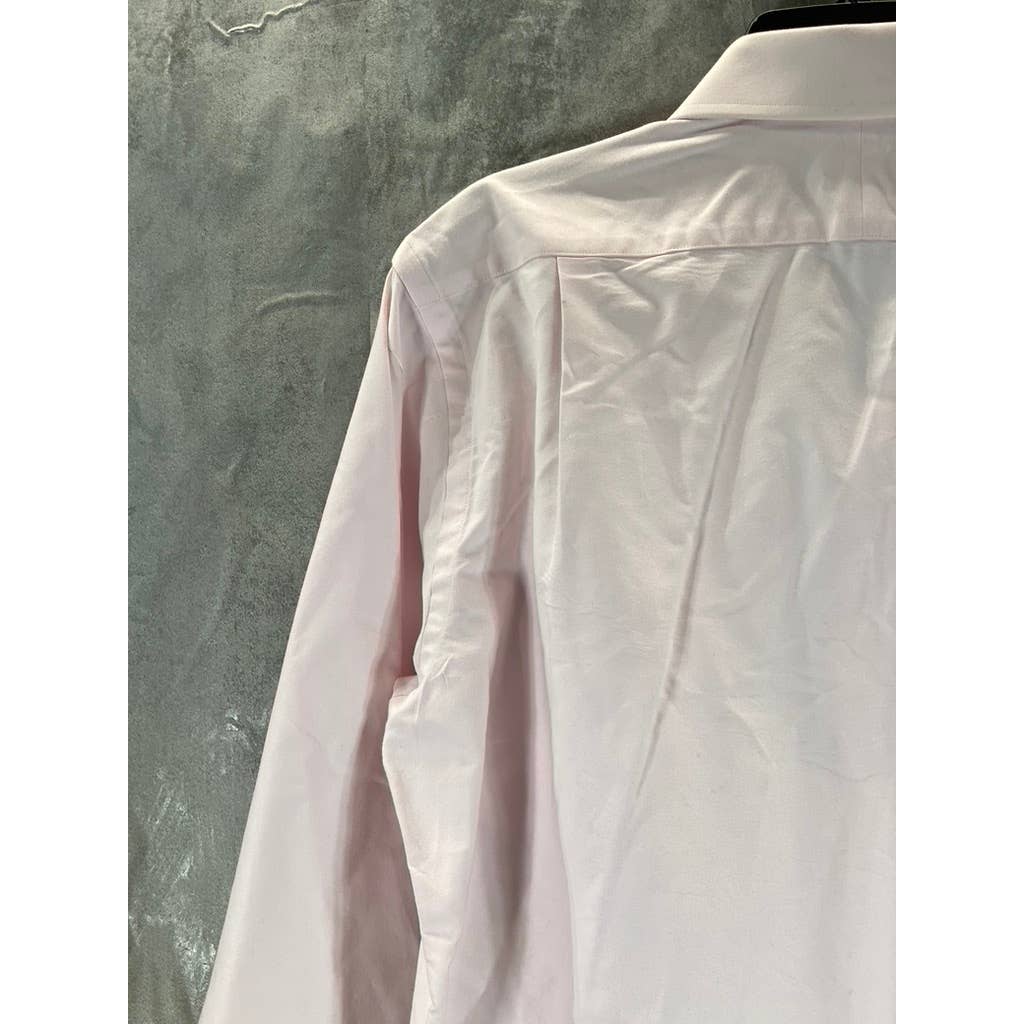 PAUL FREDRICK Men's Pink Classic-Fit Two Ply Cotton Oxford Shirt SZ 15.5-32