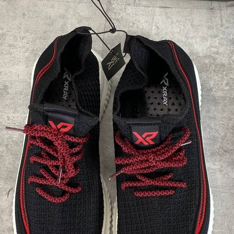 XRAY FOOTWEAR Men's Black/Red Knit Breathable Niko Lace-Up Sneakers SZ 12