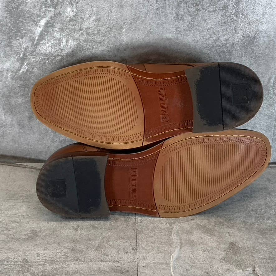 STACY ADAMS Men's Chocolate Leather Marlton Plain-Toe Lace-Up Oxfords SZ 7.5