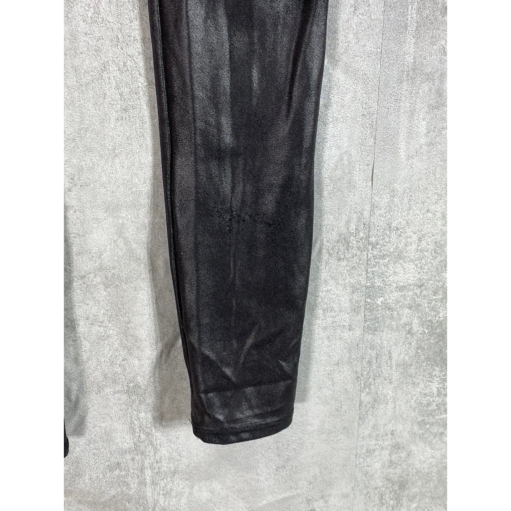 SPANX BY SARA BLAKELY Women's Petite Black Faux Leather Ankle Leggings SZ S/P