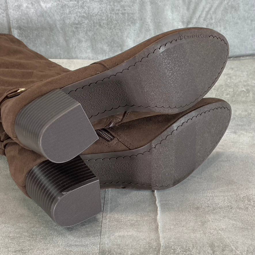 CHATRTER CLUB Women's Chocolate Jaccque Almond-Toe Block-Heel Tall Boots SZ 7