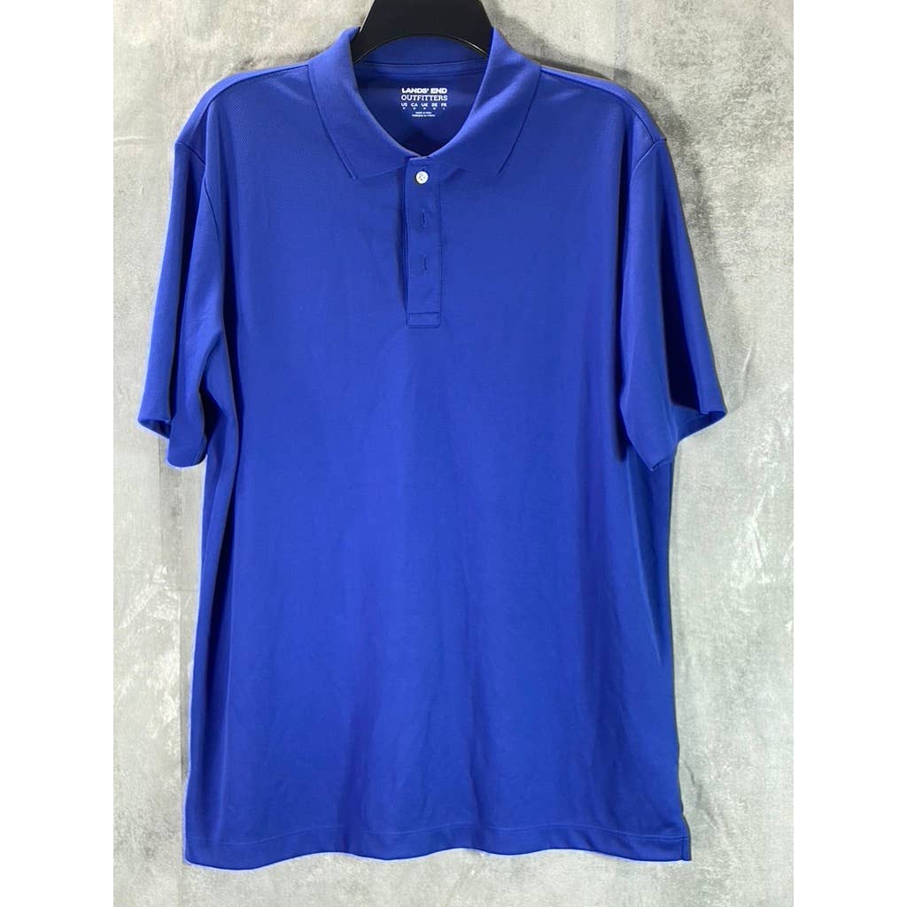 LANDS' END Outfitters Men's Dark Blue Active Pique Polo Short-Sleeve Shirt SZ M