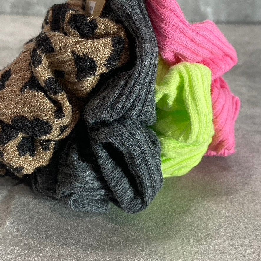 BERRY Women's Assorted Ribbed Animal-Print 4-Piece Hair Scrunchies SZ OS