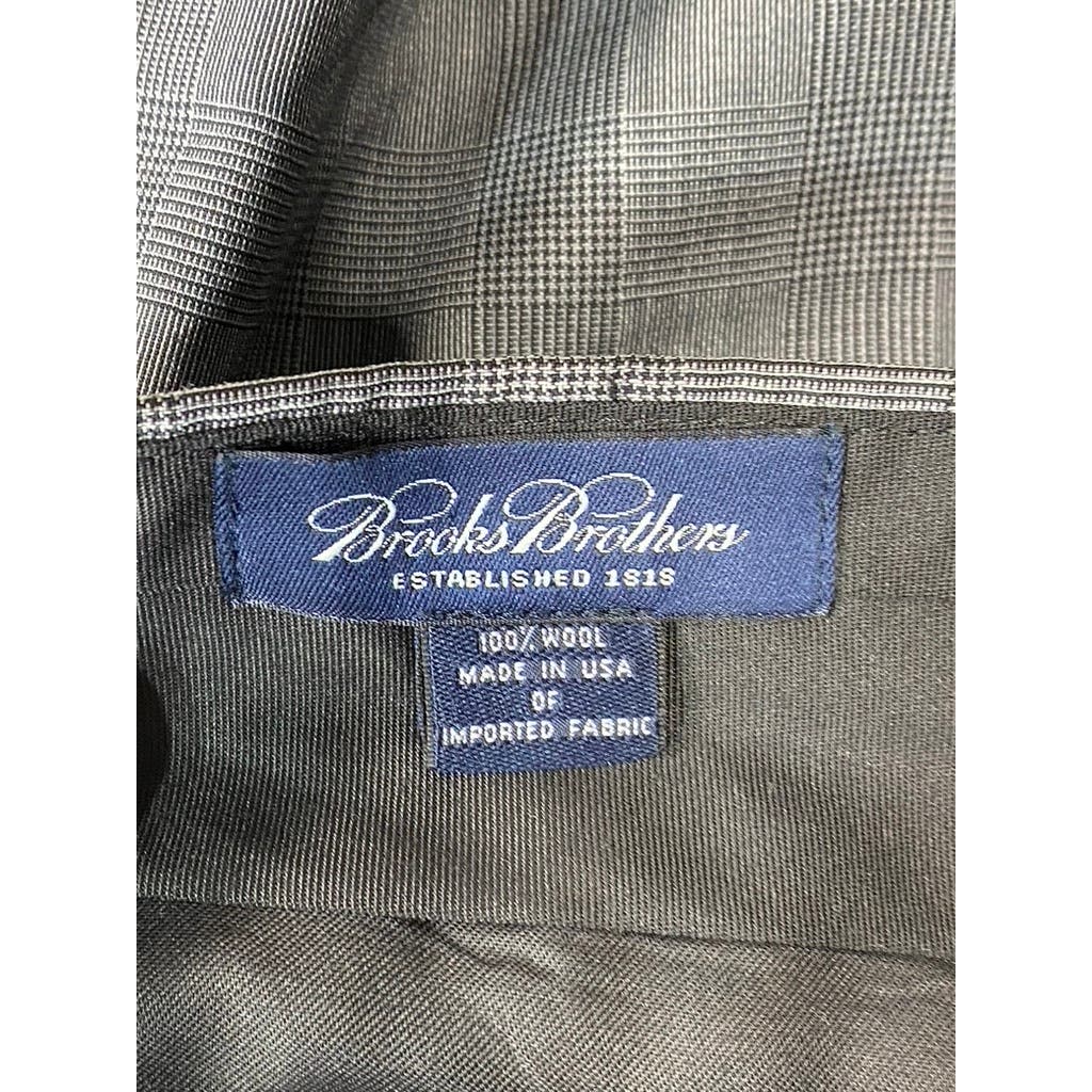 BROOKS BROTHERS Men's 1818 Gray Plaid Pleated Pants SZ 33