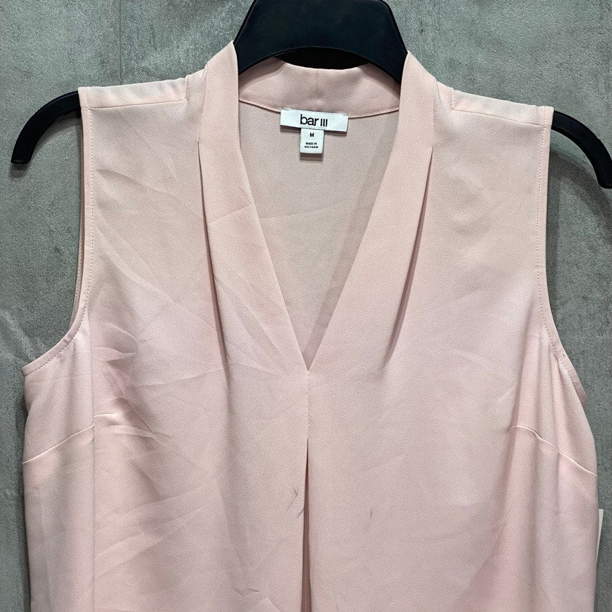BAR III Rosebud Inverted-Pleat V-Neck Sleeveless Top SZ M
