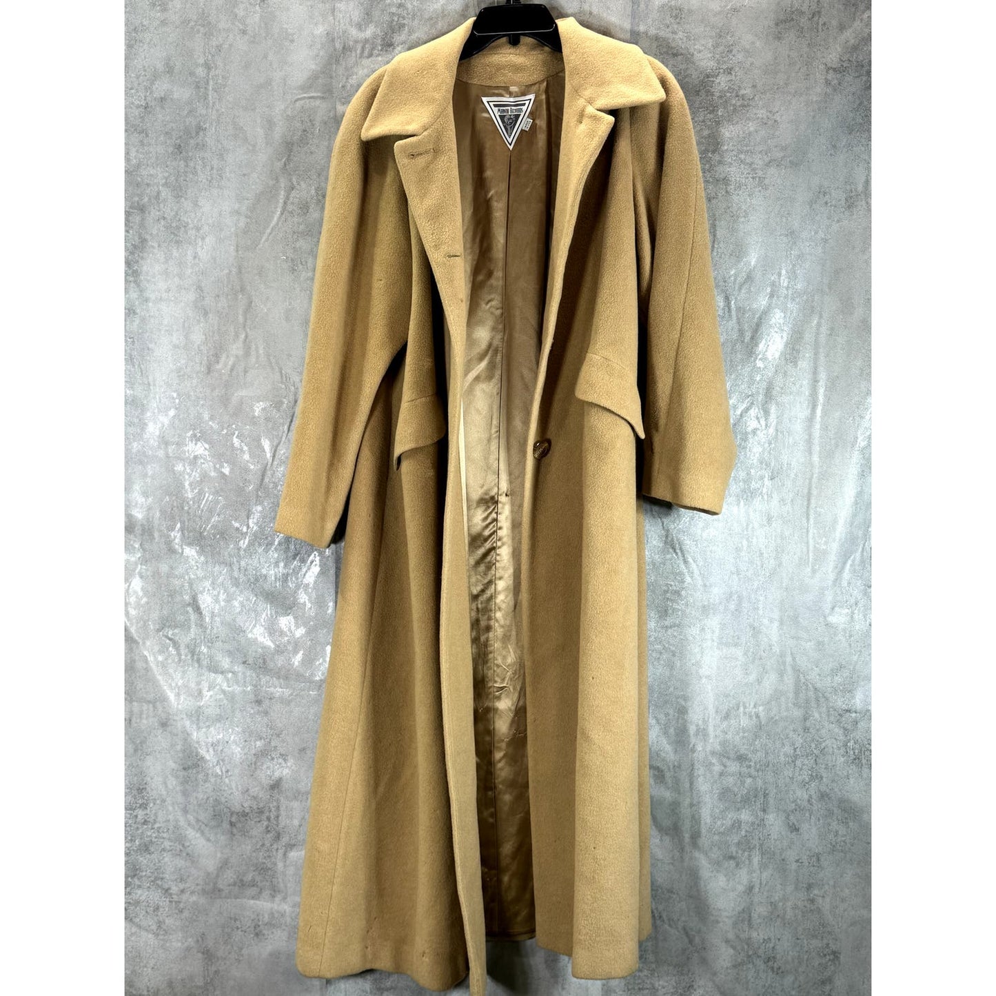 MARVIN RICHARDS Women's Tan Camel Hair Button-Up Trench Coat SZ 8