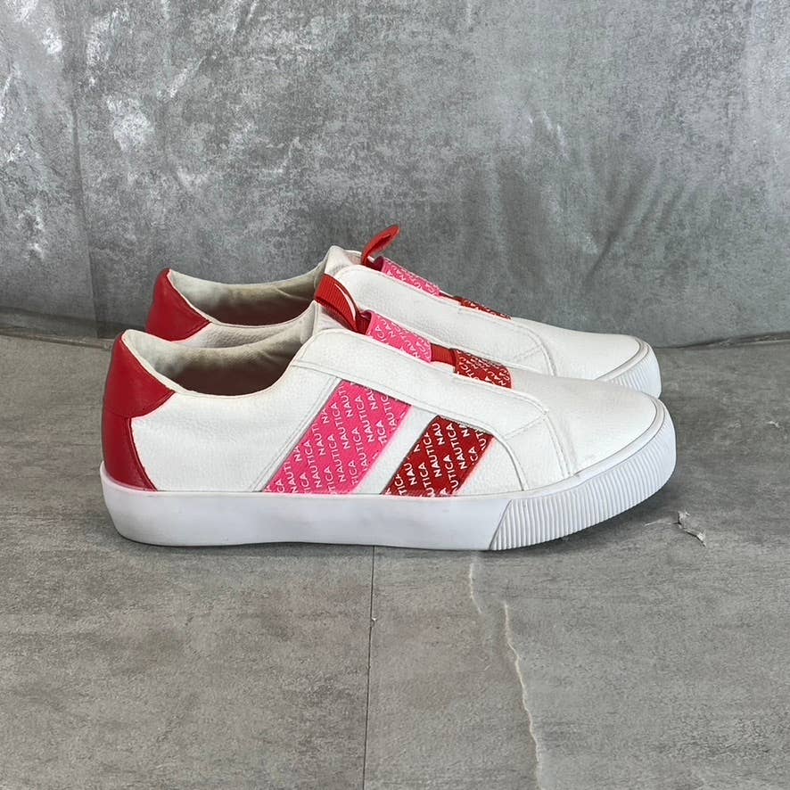 NAUTICA Women's White/Red/Pink Marita Round-Toe Slip-On Sneakers SZ 6