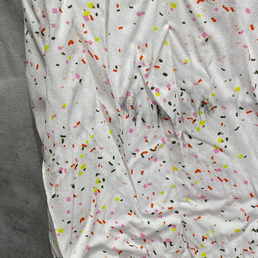 STYLE & CO White Confetti-Print Split-Neck Tassel Tank Top SZ 2XL