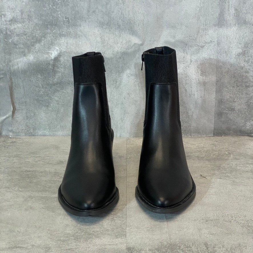 DV DOLCE VITA Black Olystia Almond-Toe Rib Fabric Shaft Block Heel Booties SZ8.5
