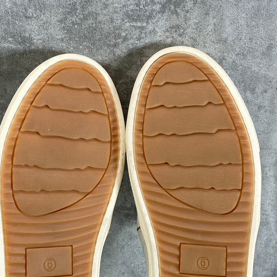 SUN+STONE Women's White Snake Embossed Miriam Round-Toe Slip-On Sneakers SZ 6