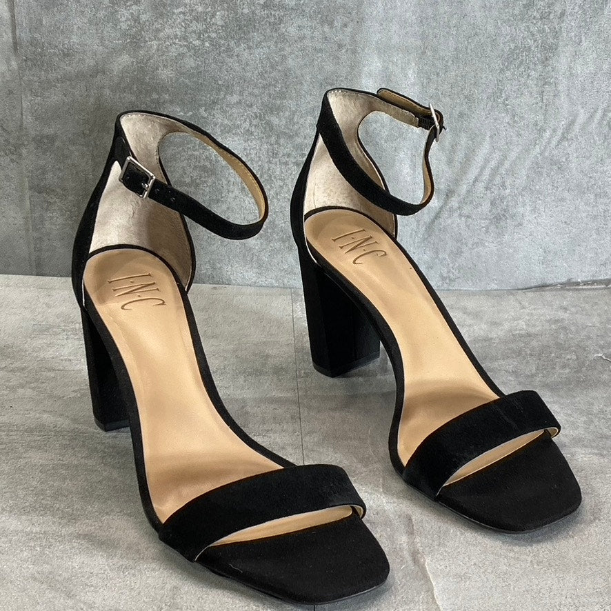 INC INTERNATIONAL CONCEPTS Women's Black Suede Lexini Two-Piece Sandals SZ 8.5