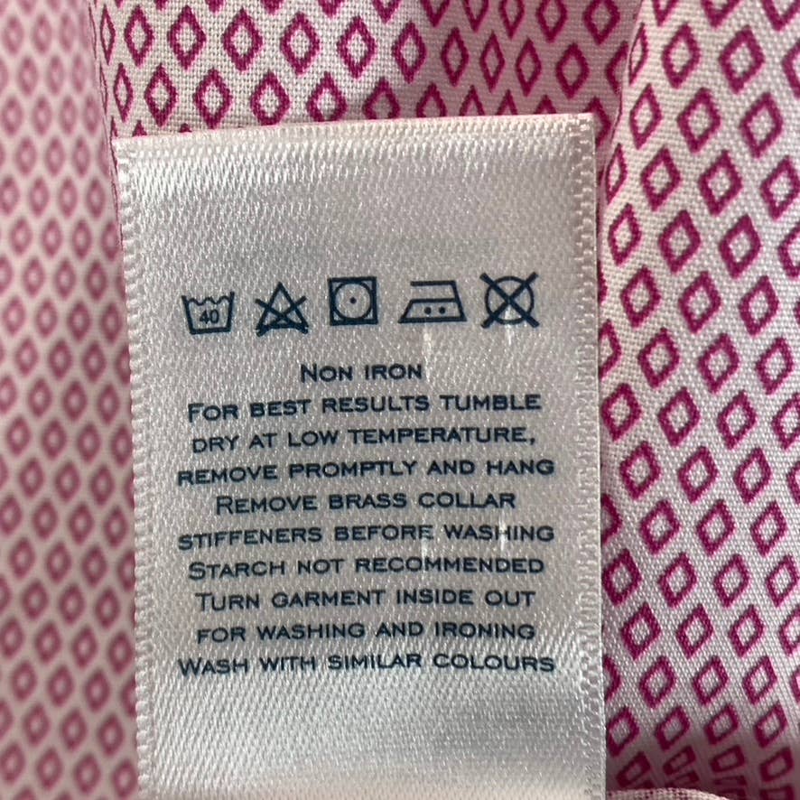 CHARLES TYRWHITT Men's Red Diamond Printed Non-Iron Slim-Fit Dress Shirt SZ 15.5