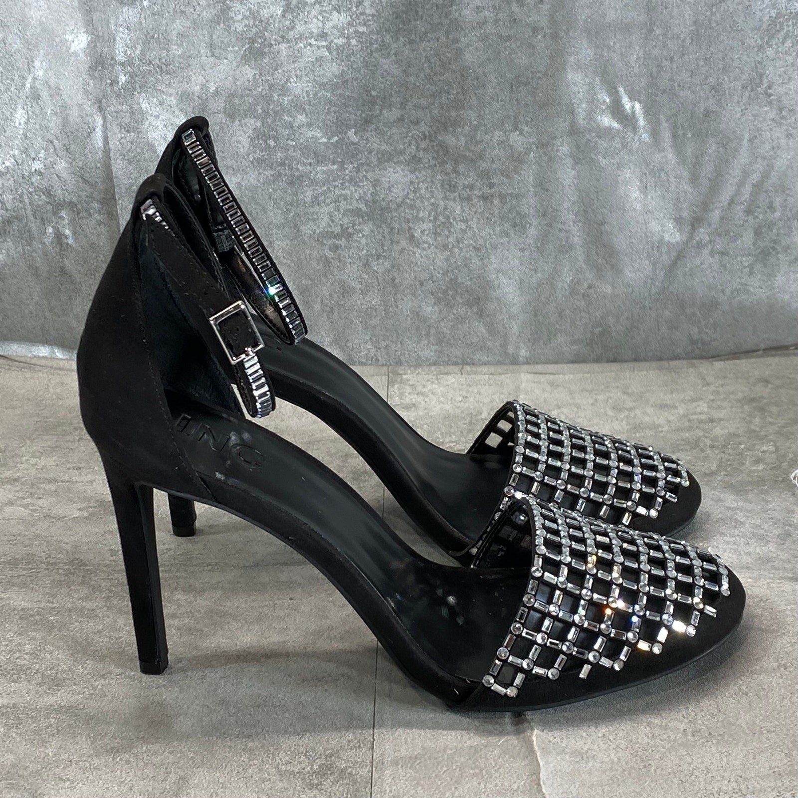 INC INTERNATIONAL CONCEPTS Women's Black Jaspen Rhinestone Two-Piece Pumps SZ8.5