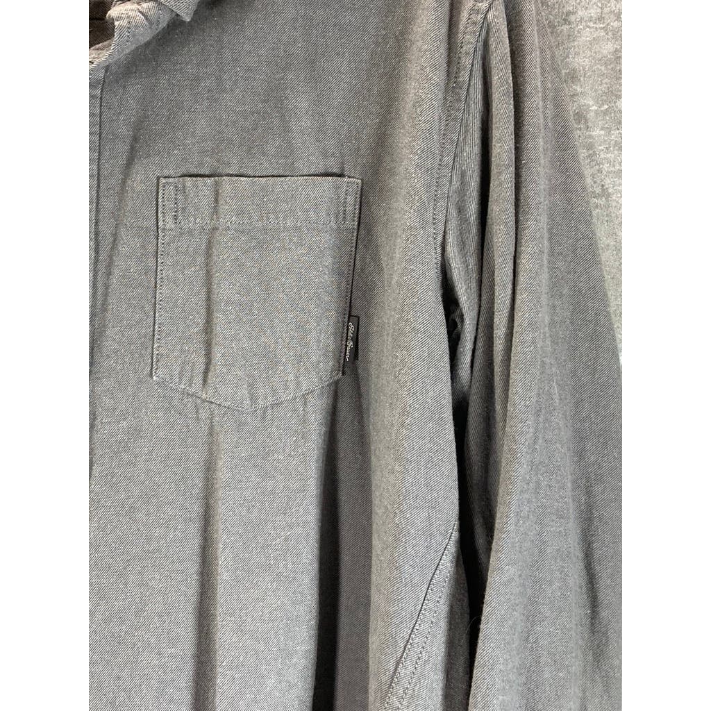 EDDIE BAUER Men's Heather Grey Classic-Fit Button-Up Long Sleeve Shirt SZ L