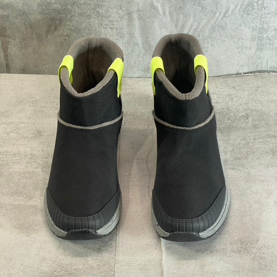 DR. SCHOLL'S Women's Black Home Boots Slip-On Faux Fur Round-Toe Ankle Boots SZ7