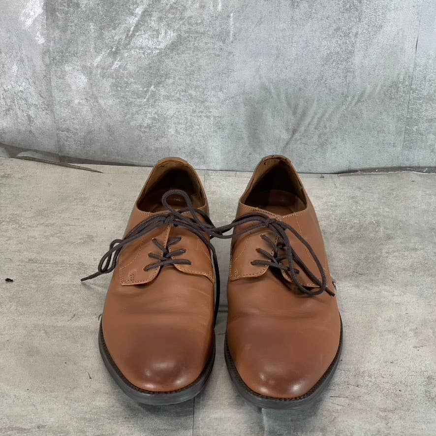 CALVIN KLEIN Men's Light Brown Leather Jack Lace-Up Dress Loafers SZ 9