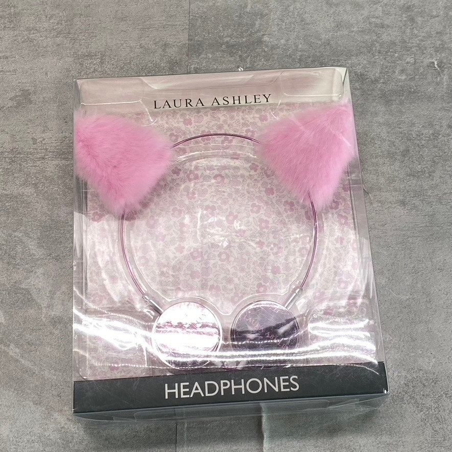 LAURA ASHLEY Pink Faux-Fur Over The Ear Stereo Cat-Ear Headphones SZ OS