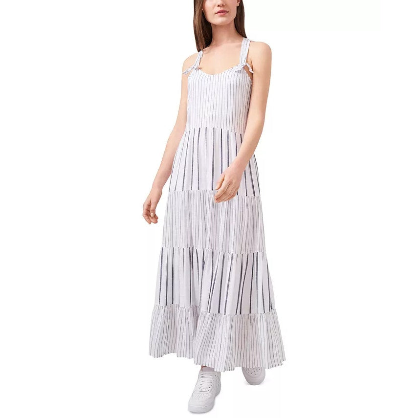 RILEY & RAE Women's Ultra White/Black Jill Striped Tie-Strap Maxi Dress SZ XS