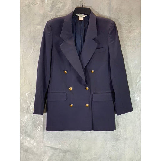 AUSTIN REED Women's Navy Double-Breasted Worsted Wool Suit Jacket SZ 6