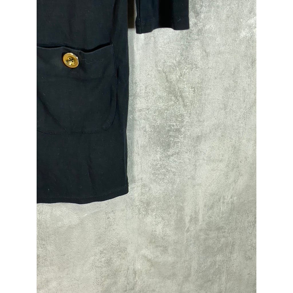 STS SAIL TO SABLE Women's Navy Crewneck Button-Shoulder Long Sleeve Dress SZ S