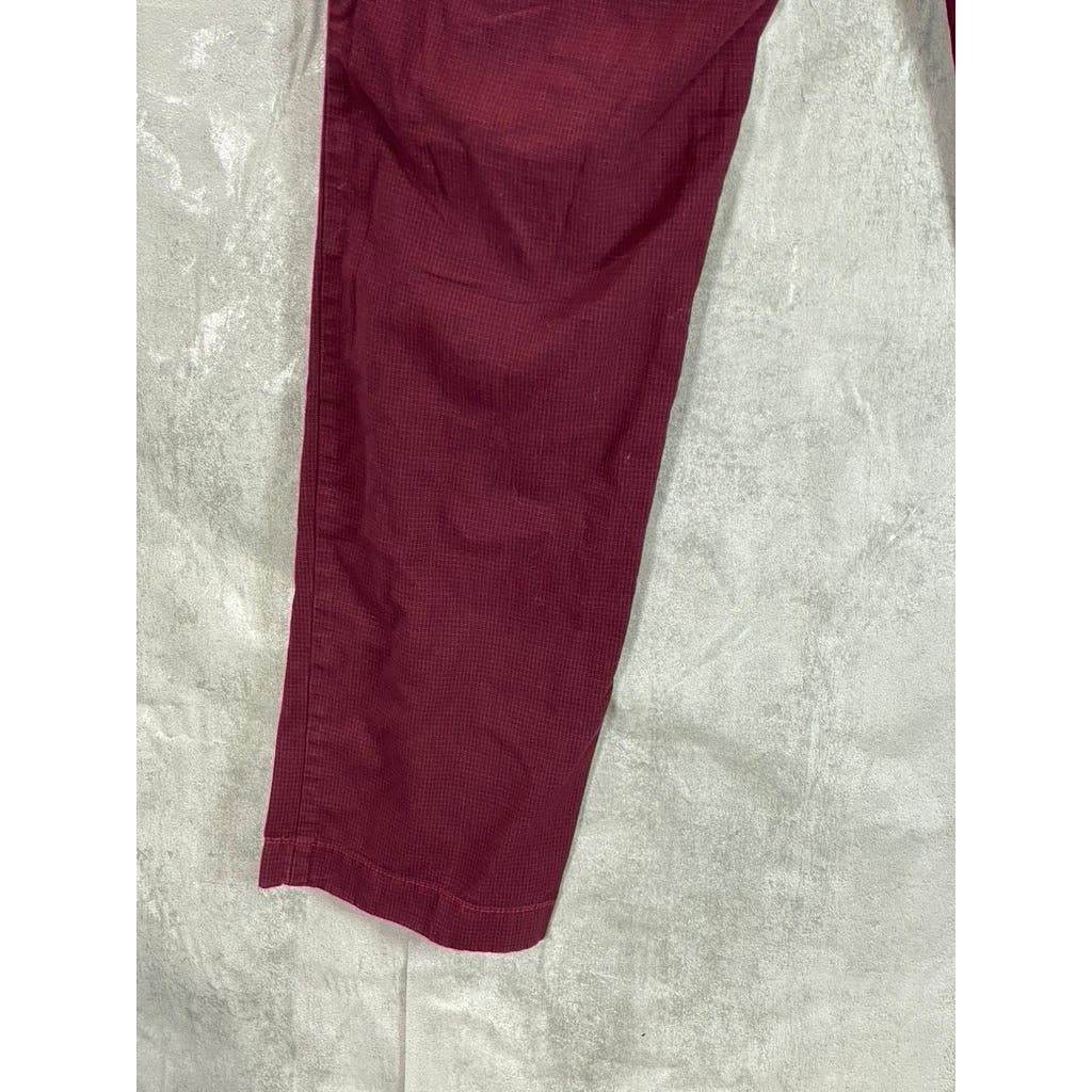 TOMMY HILFIGER Men's Burgundy Mini Check Custom-Fit Chino Pants SZ 36X34