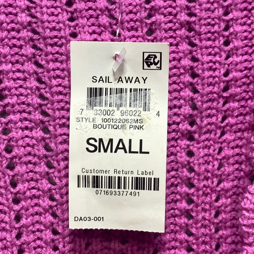 CHARTER CLUB Boutique Pink Open-Knit Scalloped-Trim Long Sleeve Cardigan SZ S