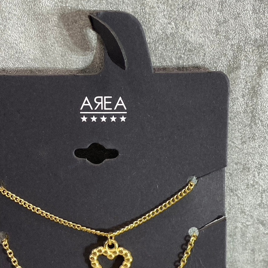 AREA STARS Women's Gold Tone 3-Piece Assorted Charm Necklace Set