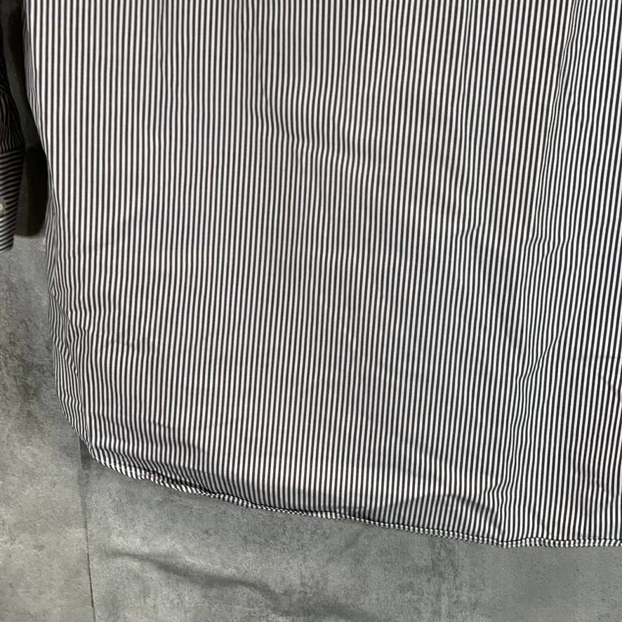 PAUL FREDRICK Men's Blue Pinstripe Button-Up Long-Sleeve Dress Shirt SZ 15.5-32