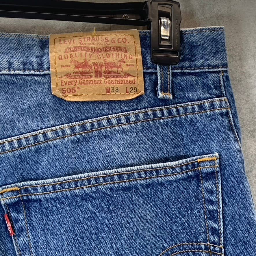 LEVI'S Men's Medium Wash 505 Regular-Fit Straight-Leg Denim Jeans SZ 38X29