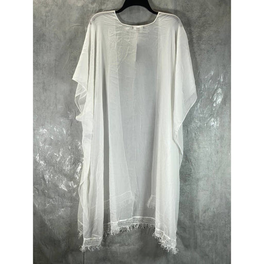 INC INTERNATIONAL CONCEPTS Women's White Open-Front Fringe Kimono Coverup SZ OS